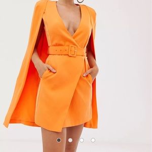 NWT . Lavish Alice orange belted cape dress.